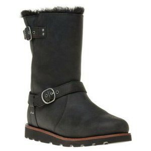 Ugg Womens Noira Black Suede Buckle Straps Pull On Snow Winter Boots Size 9